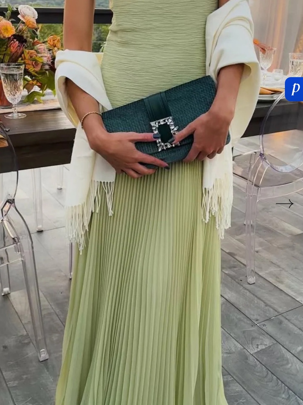 Light Green Pleated Formal Maxi Dress
